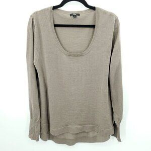 Emu Australia 100% Merino Wool Lightweight Scoop Neck Sweater Top L Tan